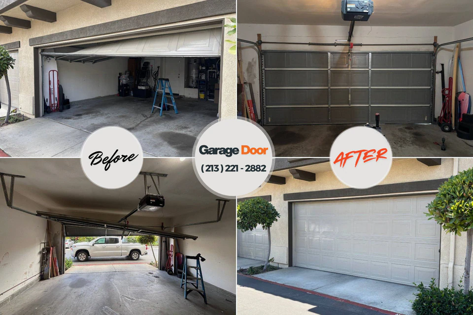 Before and after: garage door repair Jefferson, OR